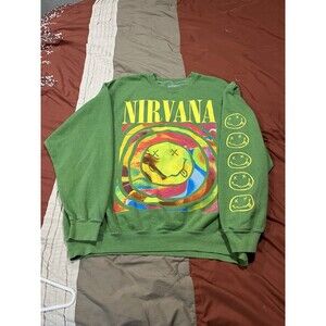 Nirvana Smiley Face Graphic Crewneck Sweatshirt Small/Medium Oversized Indie 90s
